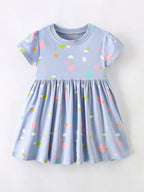 Children's Printed Short Sleeve Casual Dress