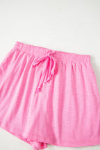 Sachet Pink Loose Fit Half Sleeve T Shirt and High Waist Skirt Set
