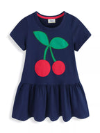 Children's Cherry Applique Ruffle Hem Dress