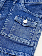 Retro Stretch Denim Work Shorts Stylish Pocketed Comfortable