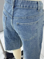 Frayed Hem Relaxed Fit Denim Shorts