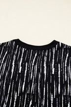 Black Abstract Printed V Neck Fall Blouse
