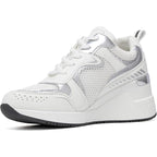 Cestfini Womens Size 9 White Lace Up Silver Accent Wedge Heel Sneaker Shoes