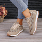 Floral Print Lace-Up Sneakers – Comfortable Canvas Shoes