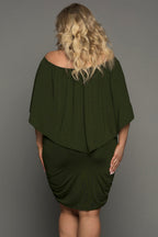 Plus size  Dressing Layered Fiery Red Mini Poncho Dress
