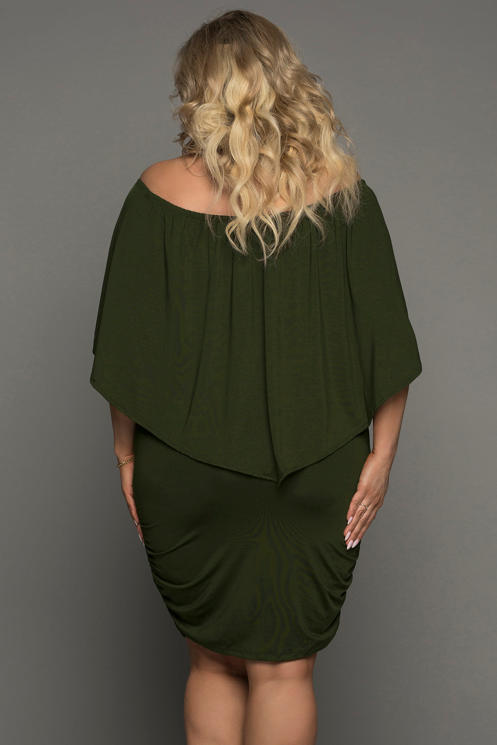 Plus size  Dressing Layered Fiery Red Mini Poncho Dress