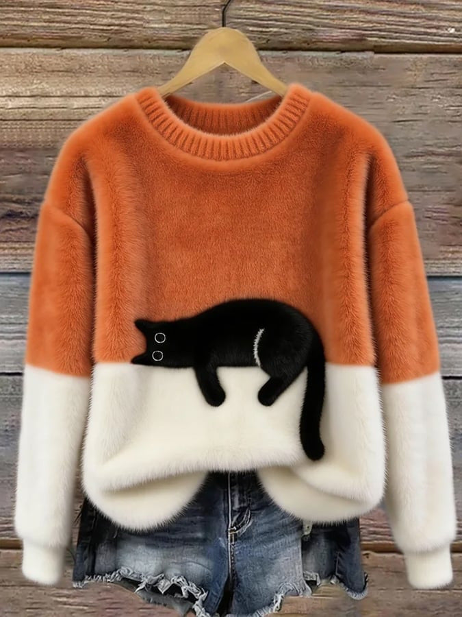 Womens Christmas Pullover Fleece Long-Sleeve Sweater
