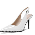 Zamikoo Womens Size 12 White 3.5" Heels Slingback Closed Pointed Toe Shoes