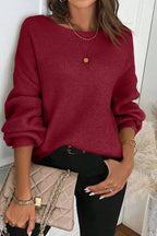 Jet Stream Ribbed Knit Ribbon Knot Backless Drop Shoulder Sweater