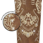 Womens Size 8.5 Brown Faux Leather Wide Calf Knee High 2" Heel Cowboy Boots