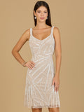 Cowl Back Ivory Beaded Cocktail Dress