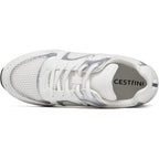 Cestfini Womens Size 9 White Lace Up Silver Accent Wedge Heel Sneaker Shoes