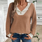 Women’s Color-Block V-Neck Pullover