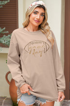 Black Football Graphic Game Day Embroidered Corded Sweatshirt