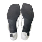MakeMeChic Womens 9.5 White Orchid Flower Open Toe 3.75" Heels Slide On Shoes