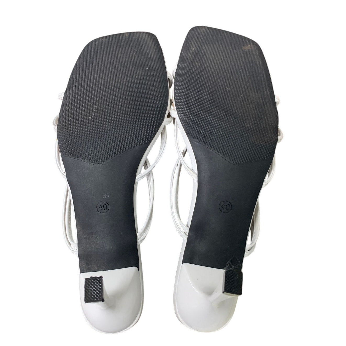 MakeMeChic Womens 9.5 White Orchid Flower Open Toe 3.75" Heels Slide On Shoes
