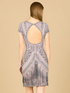 Lara Brooklyn Beaded Fitted Short Dress with Open Back | 29889