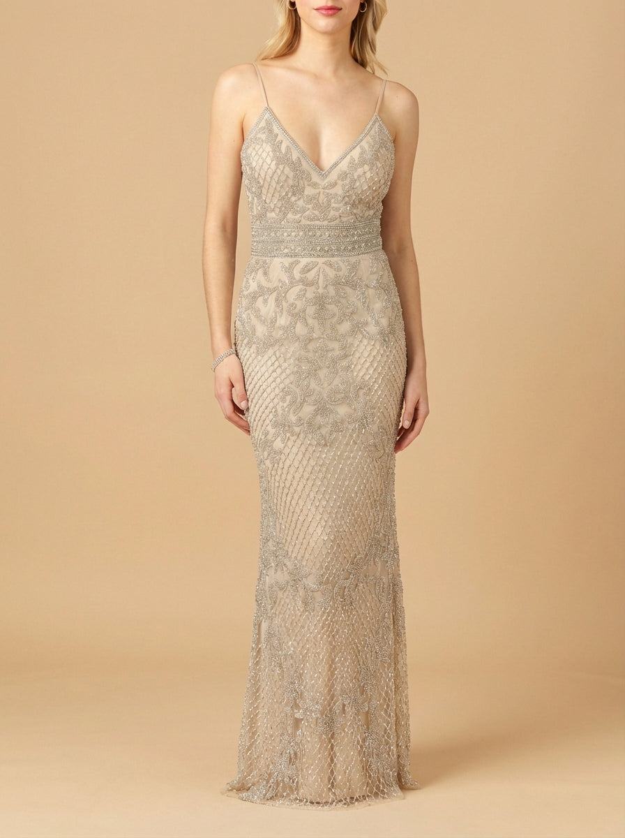 Body Con V-neck Beaded Dress | Lara 29904
