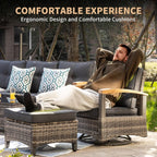 Outdoor Rattan Patio Furniture Set with Swivel Rockers