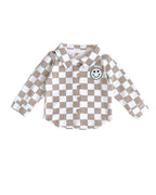 Cotton Shacket | Smiley Checkered Latte