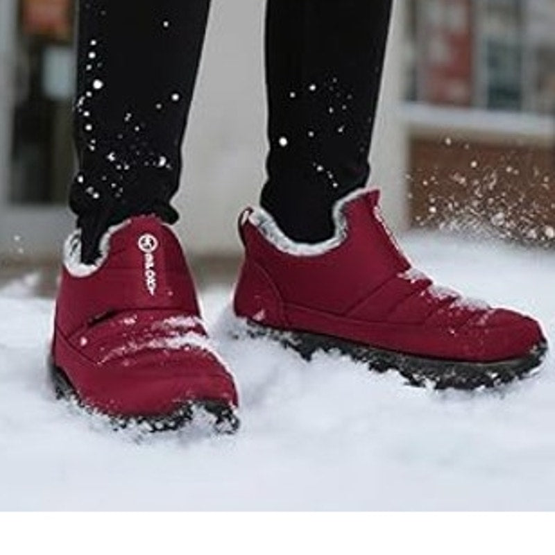 New Shibever Women Size 8.5 Red Ankle Low Heel Slip On Fur Waterproof Snow Boots