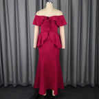 Strapless Ruffled Off-the-shoulder Dress Fishtail Dress