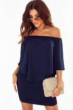 Plus size  Dressing Layered Fiery Red Mini Poncho Dress