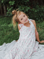 Floral Bow Girl Ruffle Dress