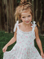Floral Bow Girl Ruffle Dress