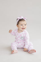 Checkered Smiley Lounge Set | Pink