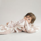 Checkered Plush Blanket | Latte