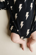 Hooded Bubble Romper  |  Black Bolts