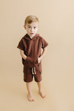 Terry Cargo Shorts Set | Chocolate