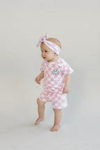 Checkered Shorts Set | Pink