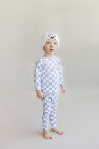 Checkered Smiley Lounge Set | Blue