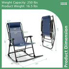 Outdoor Patio Camping Lightweight Folding Rocking Chair with Footrest