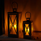 17.5''&24.5'' H Metal Decorative Candle Holders Rustic Hanging Lantern(Set of 2)