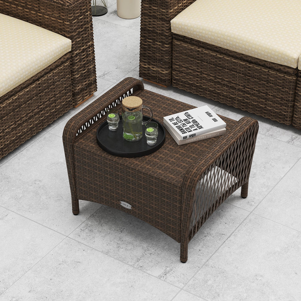 Set of 2 Outdoor Patio PE Wicker Ottomans with Removable Cushions