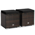 2 Pieces Patio Ottoman with Hidden Storage Space-Black