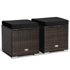 2 Pieces Patio Ottoman with Hidden Storage Space-Black
