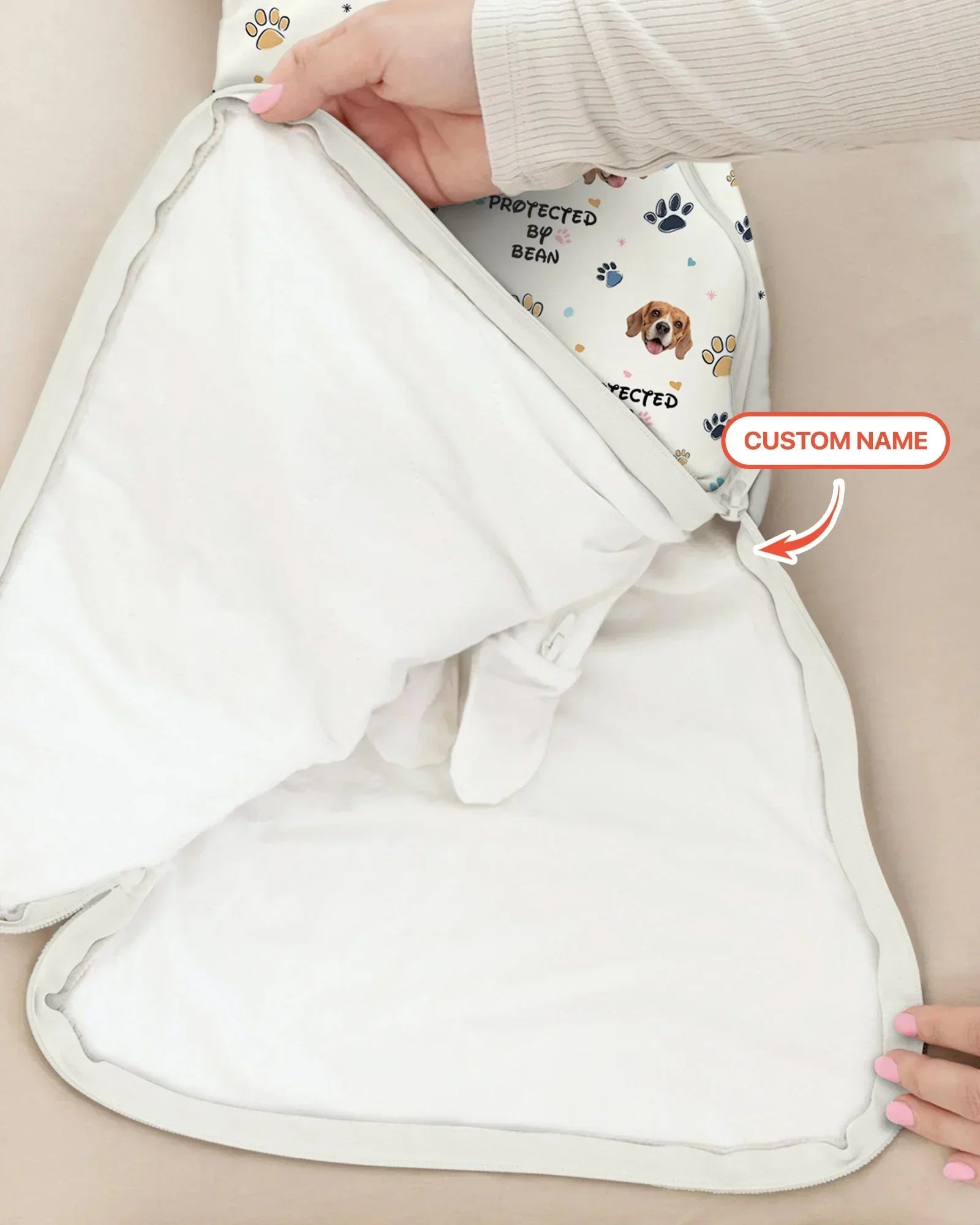 Custom Dog Photo Pattern Protected By Bamboo Sleep Bag