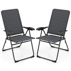 2 Pieces Outdoor Folding Patio Chairs with Adjustable Backrests for Bistro and Backyard