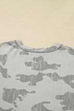 Multicolour Camouflage Print Round Neck Plus Size Sweatshirt