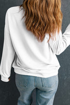 White Chenille GAME DAY Letter Terry Flocking Round Neck Sweatshirt