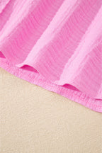 Bonbon Mineral Wash Textured Ruffle Trim Short Sleeve Shirt