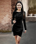 New beautiful black Autumn And Winter Round Neck Dress for women