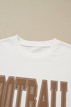 White FOOTBALL 3D Letter Graphic Crew Neck Sweatshirt