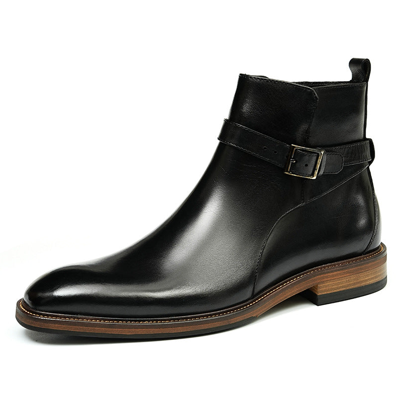 Men's Genuine Leather Square Toe Ankle Boots