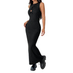 Womens Solid-Color Crew-Neck Minimalist Dress