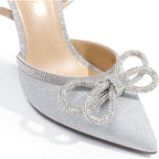 Dream Pairs Womens 6 Silver Rhinestone 4" Heel Pointed Toe Ankle Strap Shoes